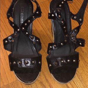 Black studded wedges